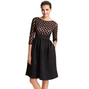 Eliza J Black Sheer Dot Fit & Flare Dress Size 8